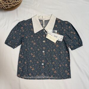 NWT Rylee & Cru linen and viscose dark floral Julie top • size 4-5y (4T - 5T)